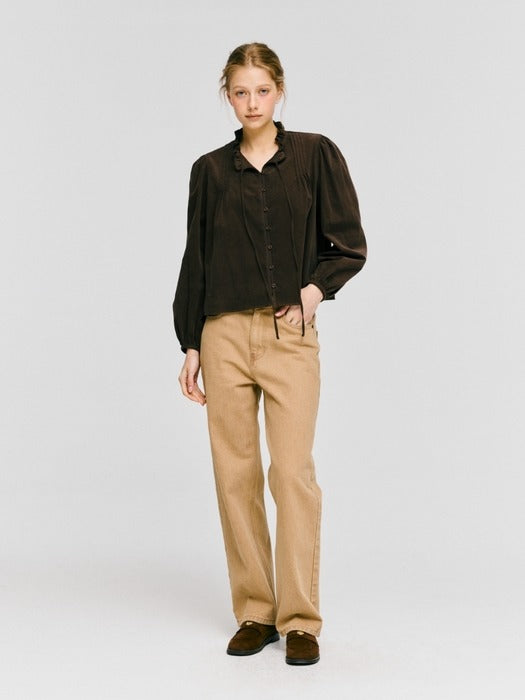 Wconcept_Depound corduroy frill blouse - brown