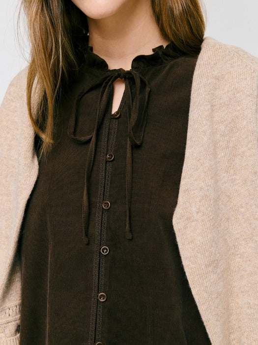 Wconcept_Depound corduroy frill blouse - brown
