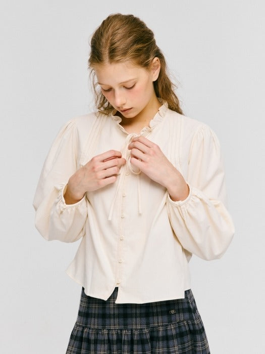 Wconcept_Depound corduroy frill blouse - cream