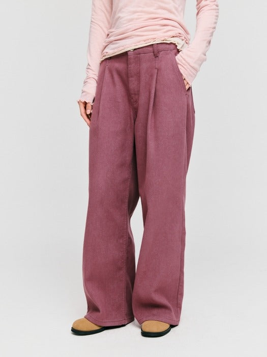 Wconcept_Depound tuck straight denim pants - deep pink