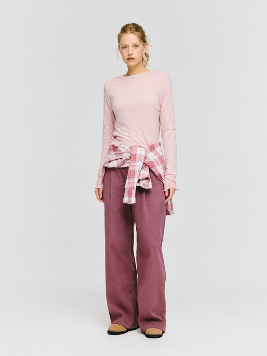 Wconcept_Depound tuck straight denim pants - deep pink