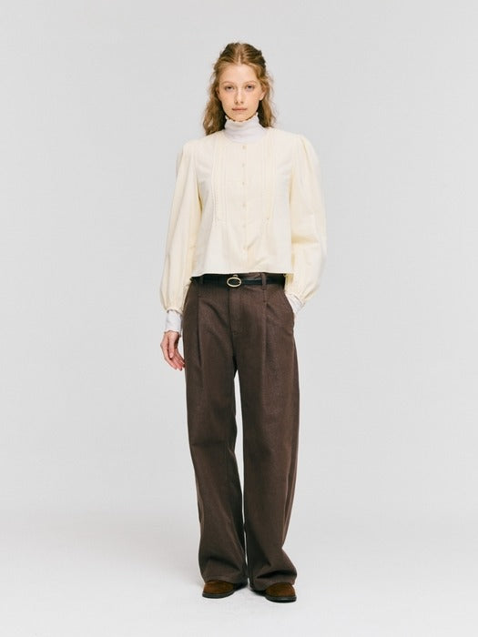 Wconcept_Depound tuck straight denim pants - brown