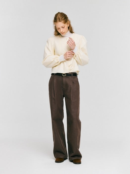 Wconcept_Depound tuck straight denim pants - brown
