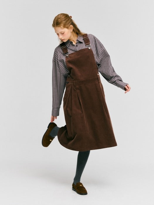 Wconcept_Depound corduroy overall one-piece - brown