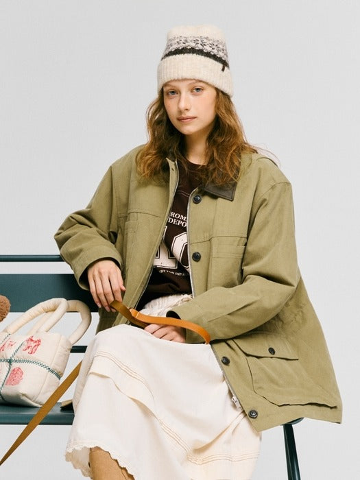 Wconcept_Depound string padded work jacket - khaki beige