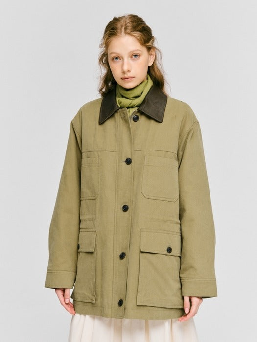 Wconcept_Depound string padded work jacket - khaki beige