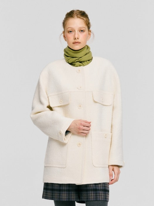 Wconcept_Depound wool blend overfit tweed jacket - ivory