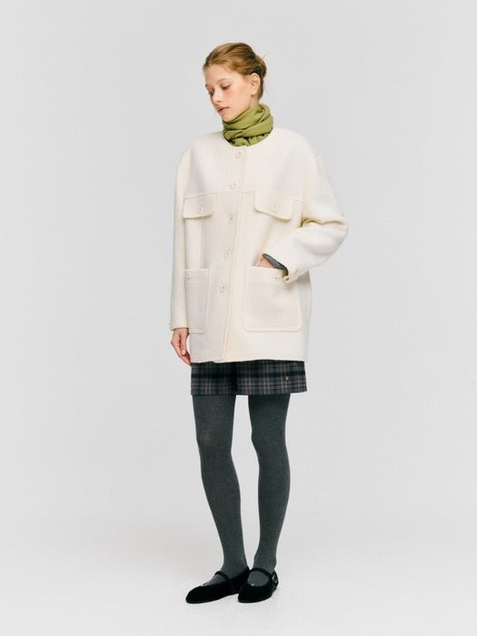 Wconcept_Depound wool blend overfit tweed jacket - ivory