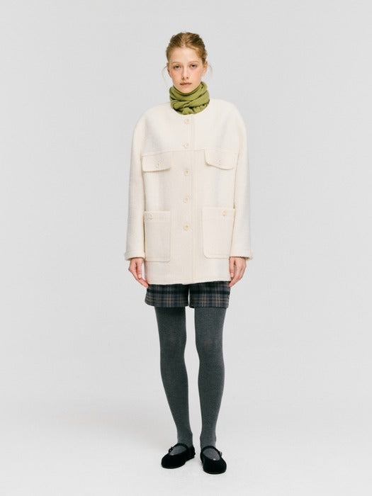 Wconcept_Depound wool blend overfit tweed jacket - ivory