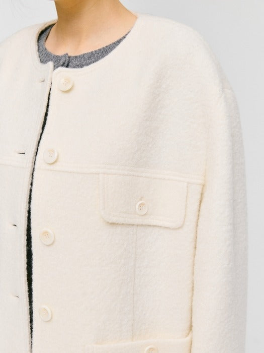 Wconcept_Depound wool blend overfit tweed jacket - ivory