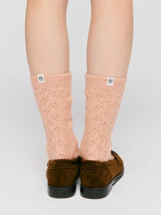 Wconcept_Depound cable pattern socks - pink
