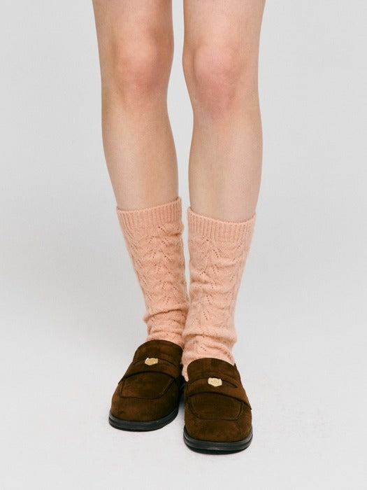 Wconcept_Depound cable pattern socks - pink