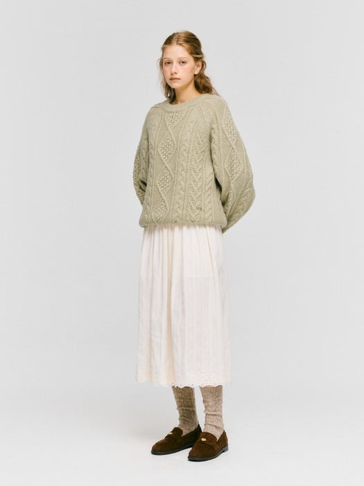 Wconcept_Depound cable pattern socks - oatmeal