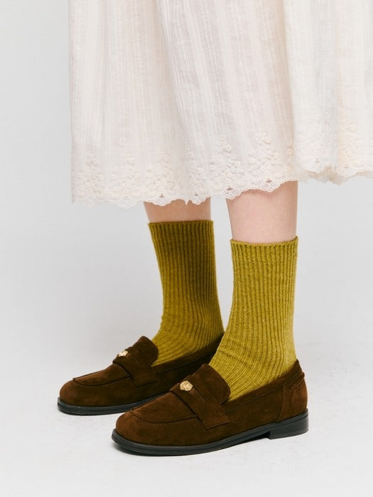 Wconcept_Depound label wool knit socks - olive
