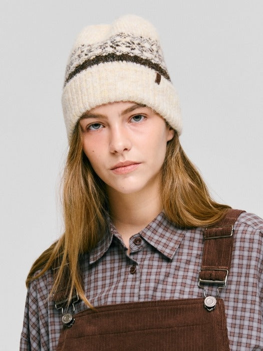 Wconcept_Depound snowflake pattern beanie - butter
