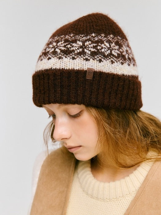 Wconcept_Depound snowflake pattern beanie - brown