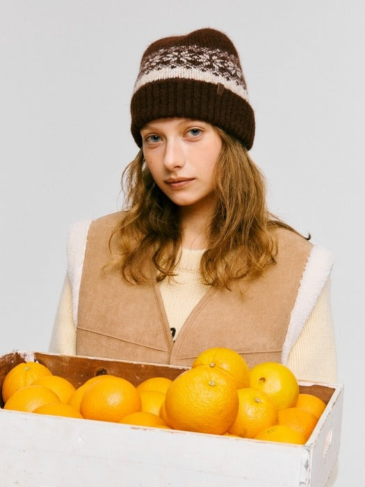 Wconcept_Depound snowflake pattern beanie - brown