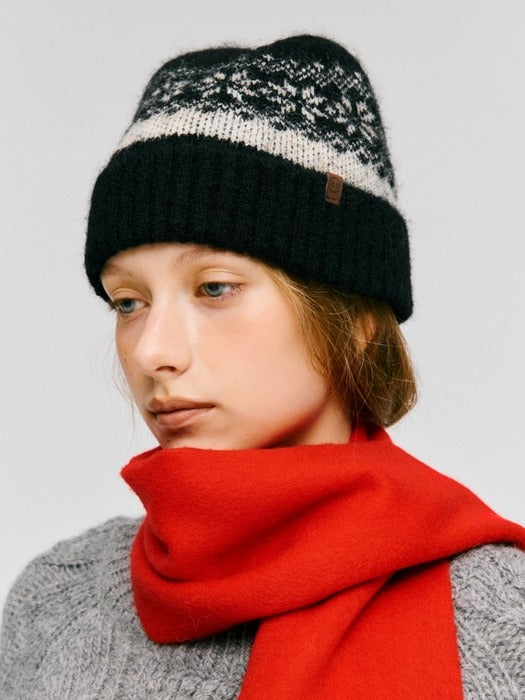 Wconcept_Depound snowflake pattern beanie - black