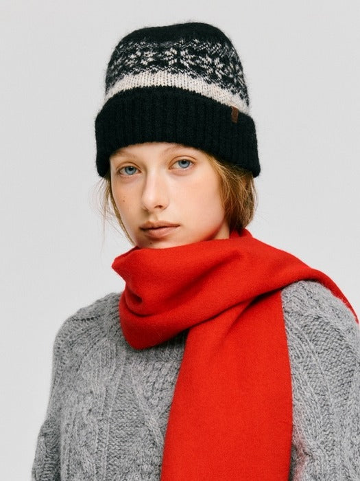 Wconcept_Depound snowflake pattern beanie - black