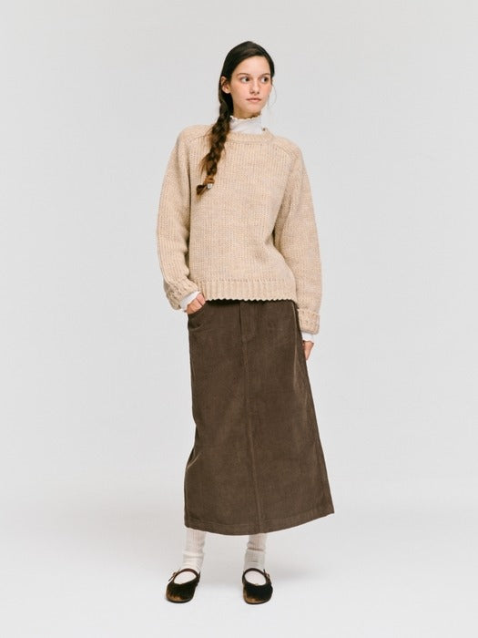Wconcept_Depound corduroy long skirt - brown