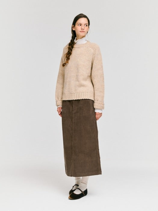 Wconcept_Depound corduroy long skirt - brown