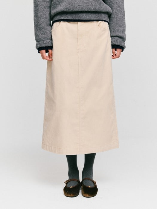 Wconcept_Depound corduroy long skirt - light beige
