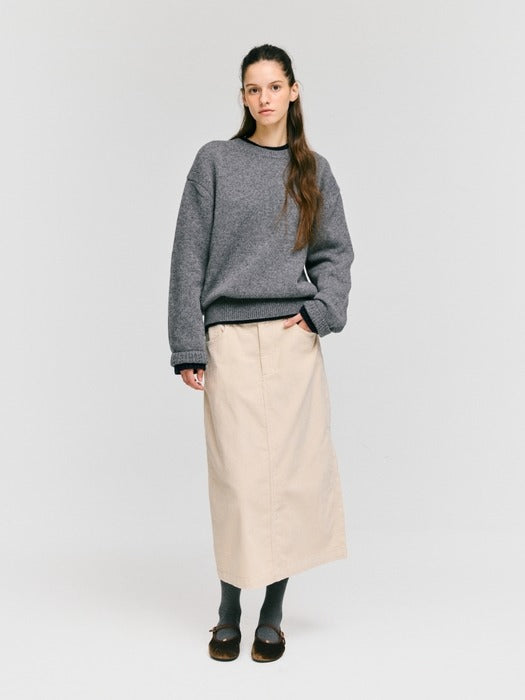Wconcept_Depound corduroy long skirt - light beige