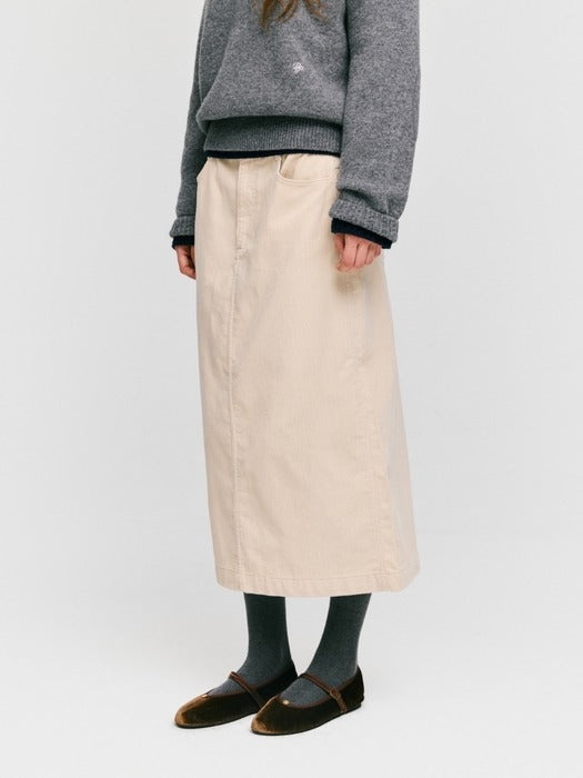 Wconcept_Depound corduroy long skirt - light beige