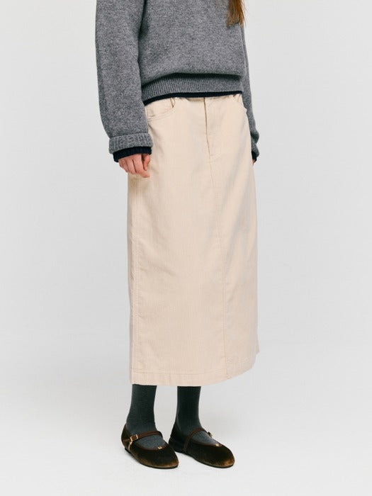 Wconcept_Depound corduroy long skirt - light beige