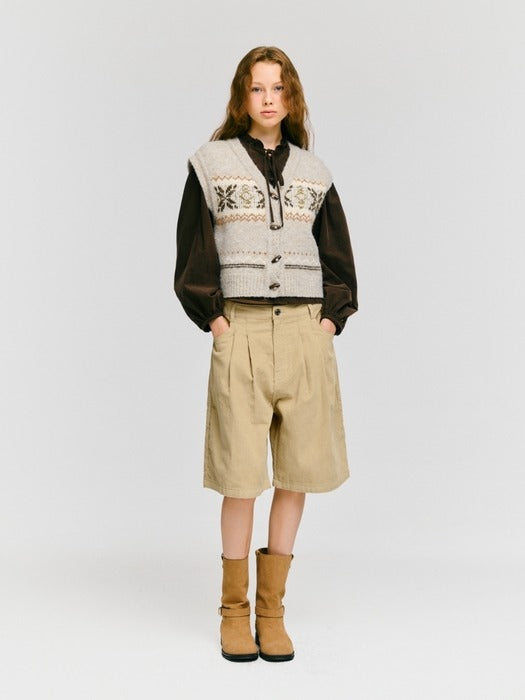 Wconcept_Depound snowflake jacquard knit vest - oatmeal