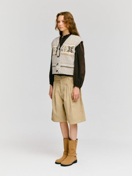 Wconcept_Depound snowflake jacquard knit vest - oatmeal
