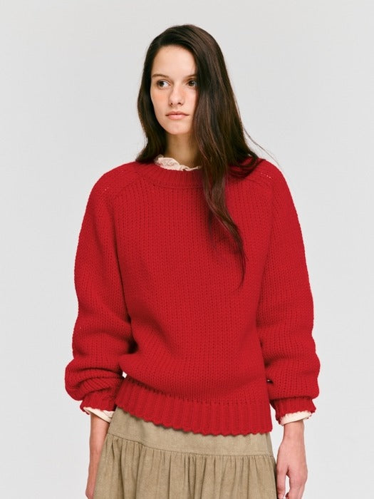Wconcept_Depound raglan round neck pullover - red
