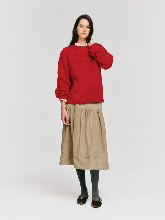 Wconcept_Depound raglan round neck pullover - red