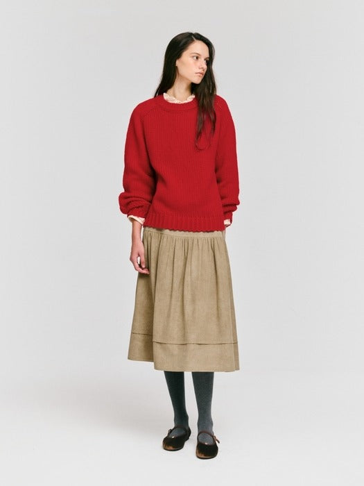 Wconcept_Depound raglan round neck pullover - red