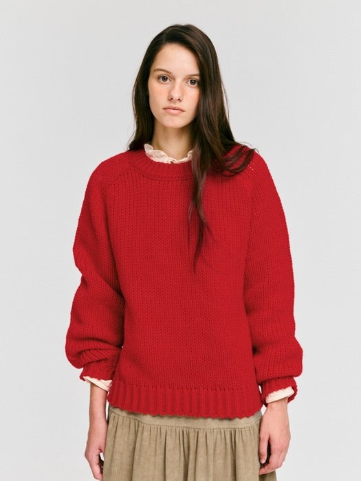 Wconcept_Depound raglan round neck pullover - red