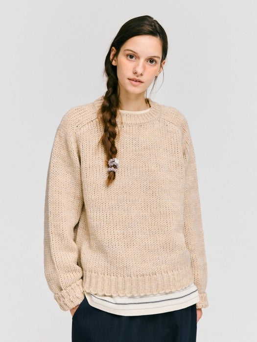 Wconcept_Depound raglan round neck pullover - oatmeal