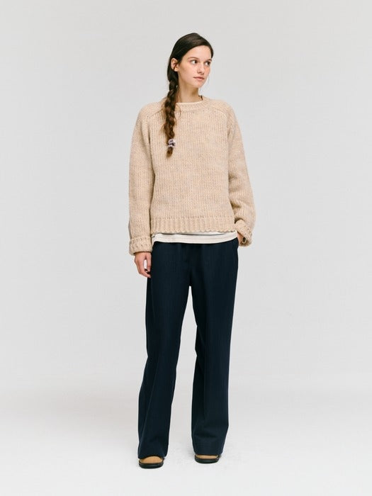 Wconcept_Depound raglan round neck pullover - oatmeal