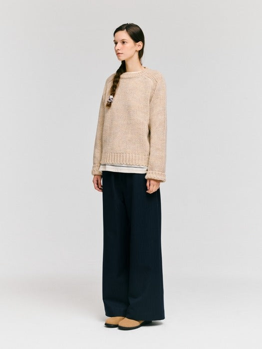 Wconcept_Depound raglan round neck pullover - oatmeal