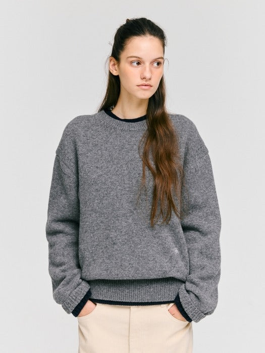 Wconcept_Depound wool blended round pullover - grey