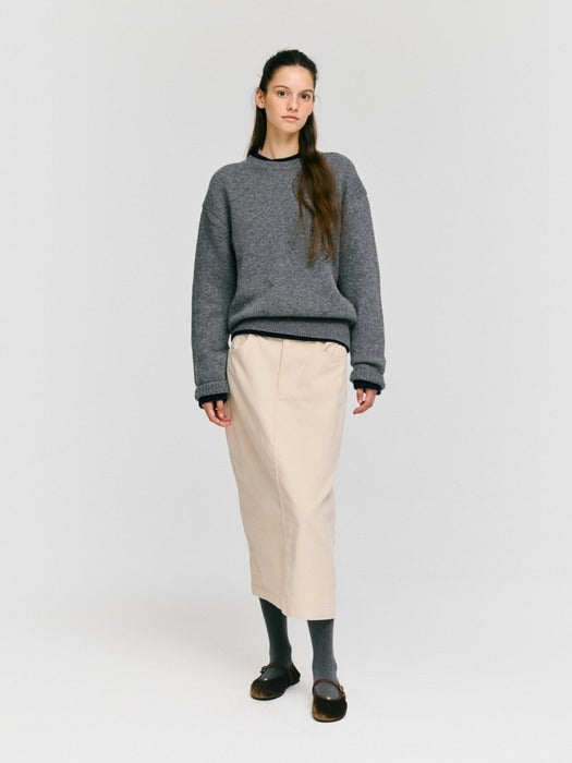 Wconcept_Depound wool blended round pullover - grey