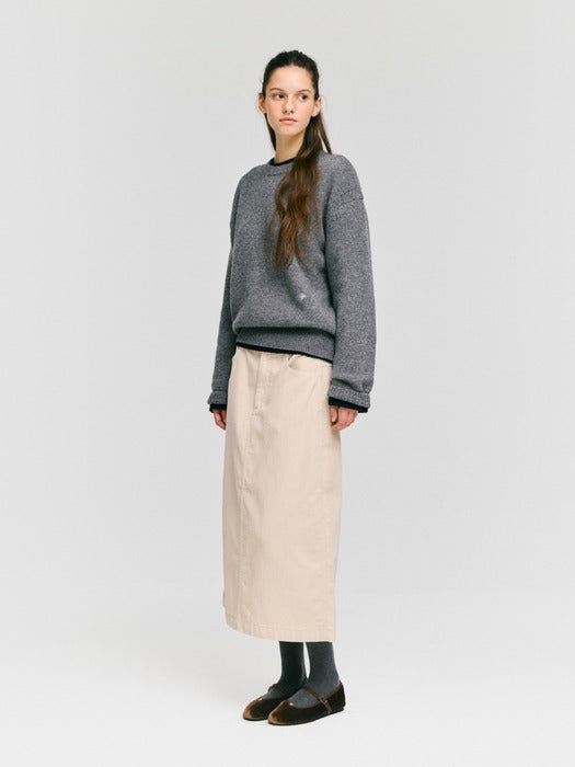 Wconcept_Depound wool blended round pullover - grey