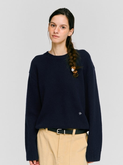 Wconcept_Depound wool blended round pullover - navy