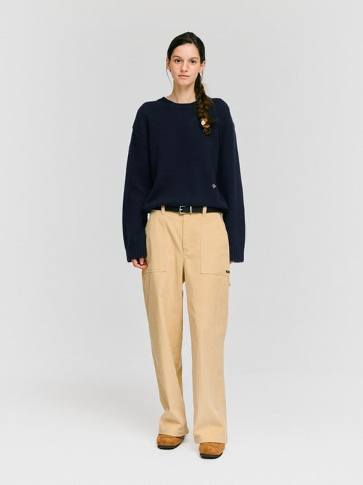 Wconcept_Depound wool blended round pullover - navy