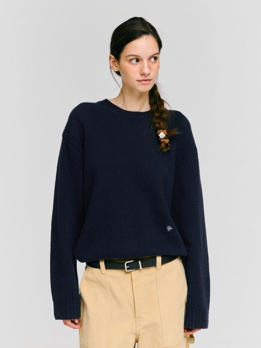Wconcept_Depound wool blended round pullover - navy