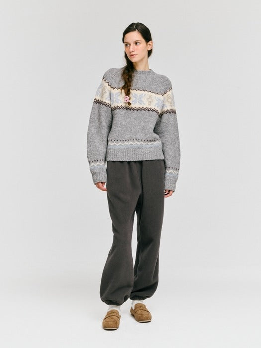 Wconcept_Depound snowflake jacquard knit pullover - grey