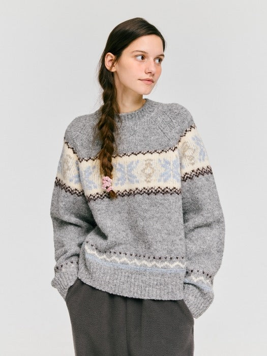 Wconcept_Depound snowflake jacquard knit pullover - grey