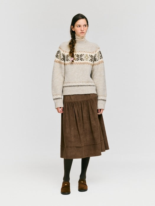 Wconcept_Depound snowflake jacquard knit pullover - oatmeal