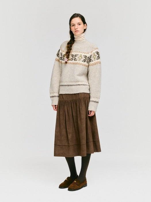 Wconcept_Depound snowflake jacquard knit pullover - oatmeal