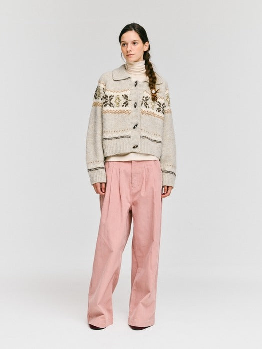 Wconcept_Depound snowflake jacquard knit cardigan - oatmeal
