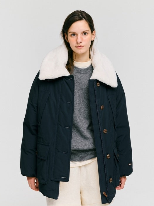 Wconcept_Depound detachable fur safari jumper - navy